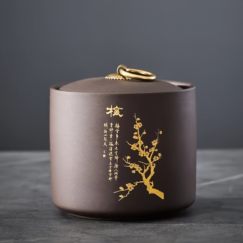 4 Exquisite Purple Clay Tea Caddies, Coarse Pottery Sealed Cans. Store Tea, Coffee, Candy, Etc., Home Life Decoration Ornaments, a Good Gift