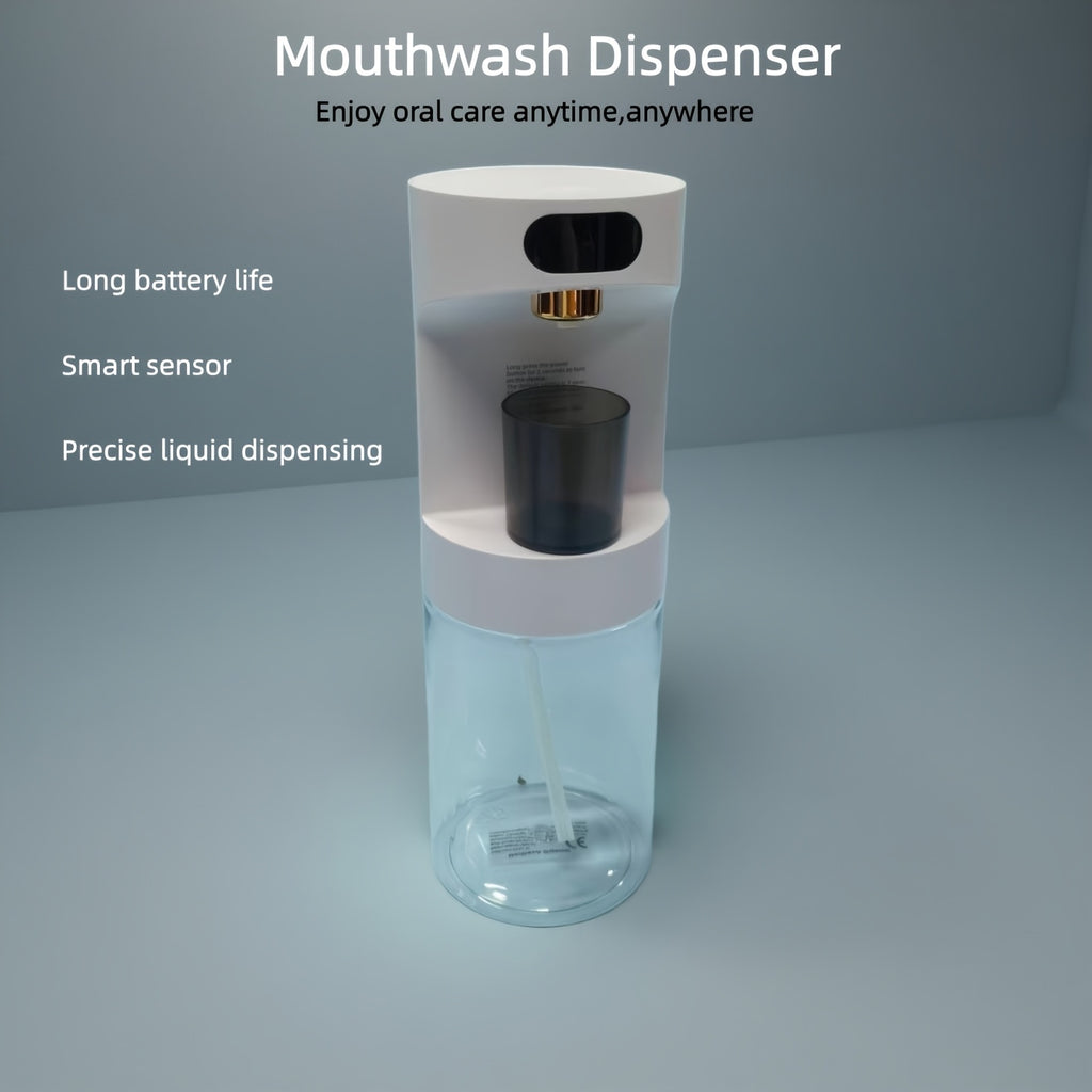 Automatski pametni dozator za ispiranje usta, bezkontaktna magnetska kontrola protoka na 4 nivoa, veliki kapacitet 600ml/21.12oz, zidni dizajn bez potrebe za bušenjem, idealan za čuvanje svih vrsta kupatilskih potrepština