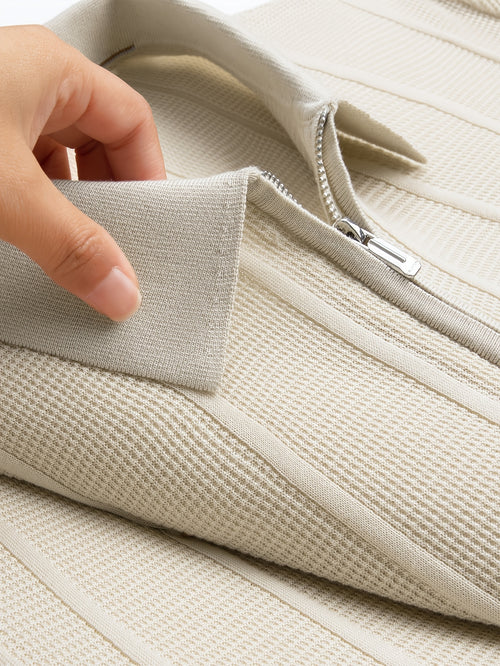 100% Tencel i Trodimenzionalno Teksturirana Reljefna Letnja Muška Polo Majica sa Polu-rajsferšlusom, Majica Kratkih Rukava, Lagani Luksuz Poslovni Kroj, Strukturirana i Stilizovana, Svestrana za , Sport i Zabave, Model K6210009686