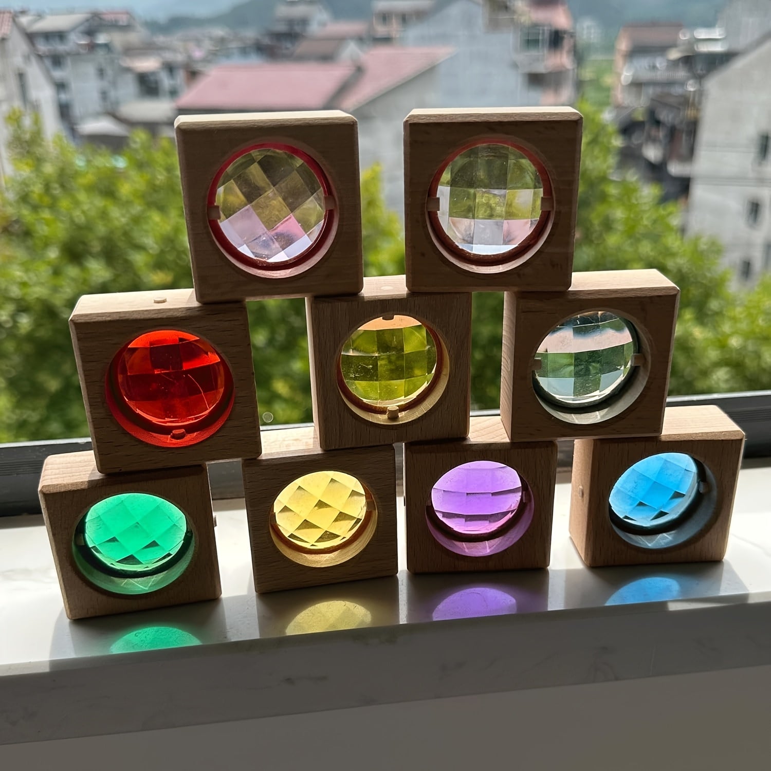 Akrilni kvadratni kaleidoskop duge visokog propusnosti, providna igračka za slaganje, kreativni blokovi sa svetlom i sjenom, edukativne igračke, dekoracija za kuću i kancelariju