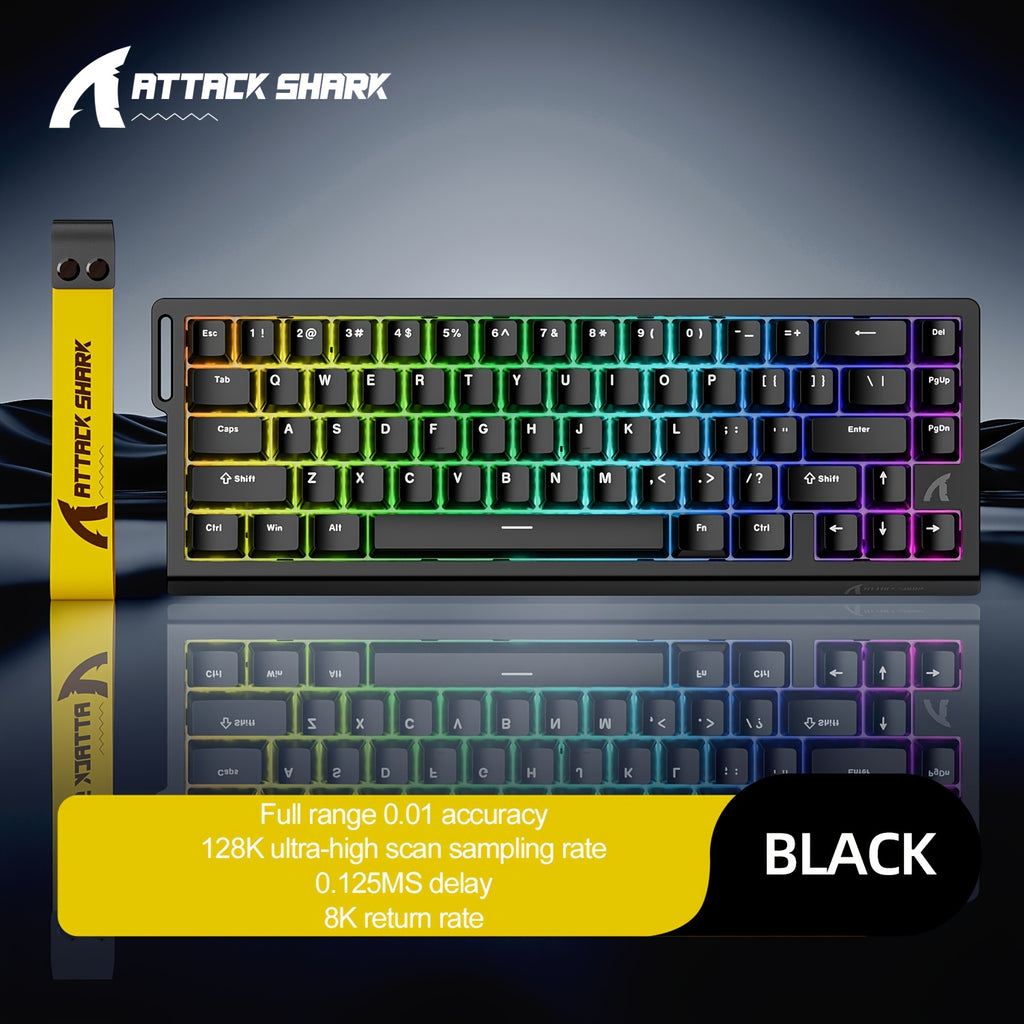 8K Hz Ultra-Fast Response ATTACK SHARK X68 HE Mechanical Gaming Keyboard - 0.01mm RT Precision + RGB Dynamic Lighting, Win/Mac Dual System Compatible, Ergonomic Wired Keyboard with USB Cable & Keycap Puller