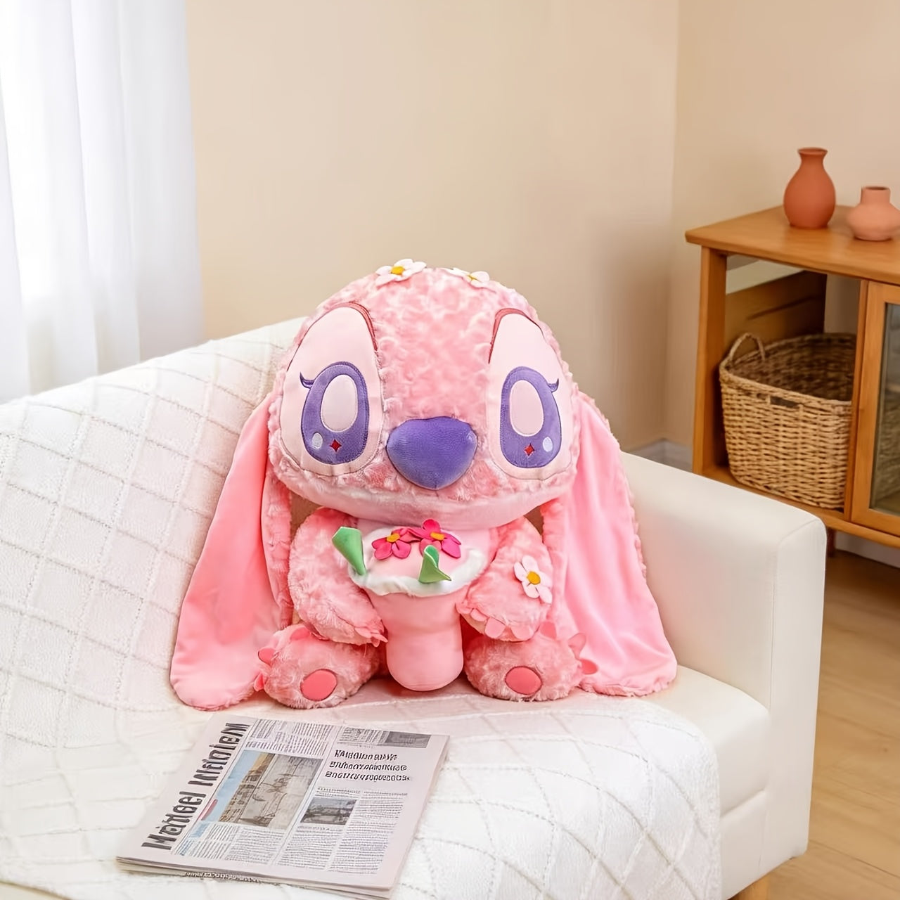 Stitch Series Petal Plush Angel Sitting Doll, Cute And Soft Stuffed Toy, Ideal Gift for Friends And Children