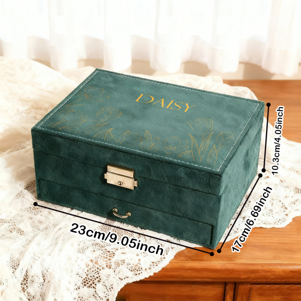 Prilagođena kutija za nakit, baršunasti organizator za nakit, višeslojna kutija za čuvanje, elegantna kutija za prikaz, poklon za rođendan, poklon za godišnjicu, poklon za Dan majki, božićni poklon, organizator za spavaću sobu, prikaz na toaletnom stoliću