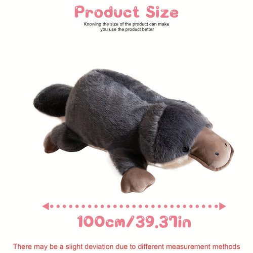 100cm/39.37in Simulated Platypus Plush Doll Soft Throw Pillow Platypus Stuffed Animal Emulational Plush Toys Home Supplies Birthday Halloween Easter Valentine's Day Perfect Gifts for Boys and Girls