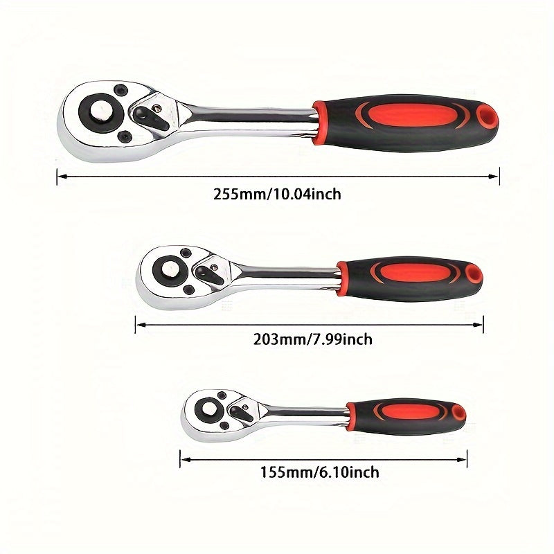 Set od 3 komada: 1/4", 3/8", 1/2" čegrtaljka sa brzim otpuštanjem, 24 zuba, teleskopska utična čegrtaljka, alat sa ručkom čegrtaljke