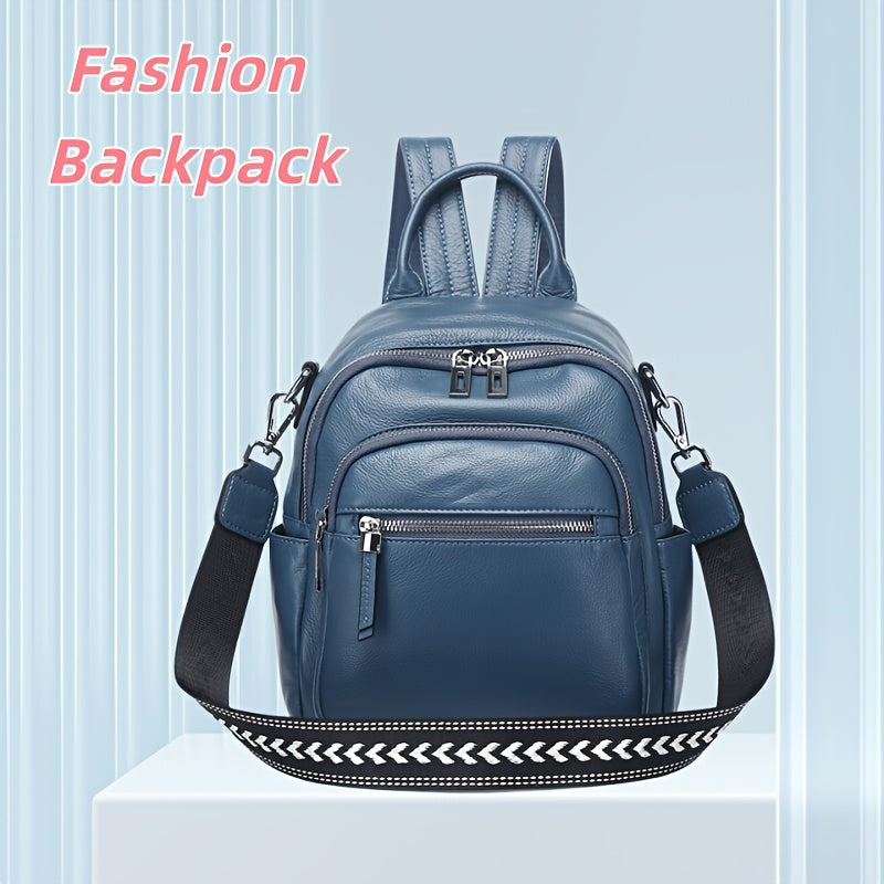 MEGEE Women's Backpack, Elegant Top-Grain Genuine Leather Backpack, Fashionable Niche Single-Shoulder Bag