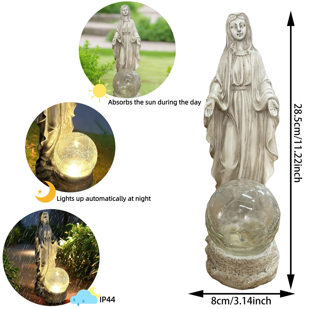 IP44 Solarna lampa od smole za zanate, bela statua, ornament, pogodna za baštu, terasu, travnjak, balkon, ribnjak, praznična dekoracija, pokloni za prijatelje