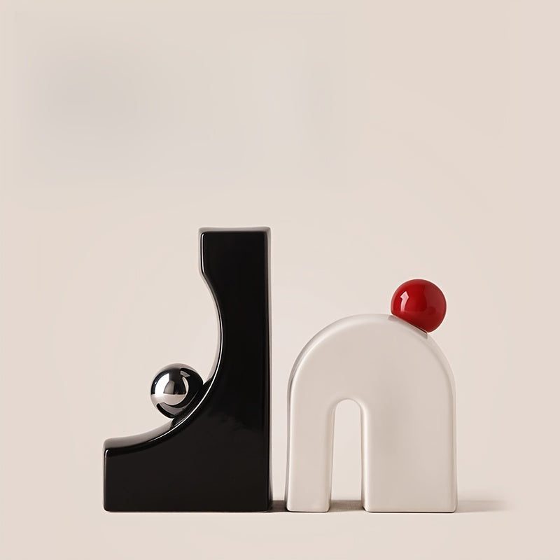 2 komada, Stilski keramički držači za knjige, Srednjovekovni stil, Kuglasti dekorativni ukrasi za dom, kancelarijski sto, dekoracija za police, Poklon za novi dom i Novu godinu (Knjige nisu uključene)
