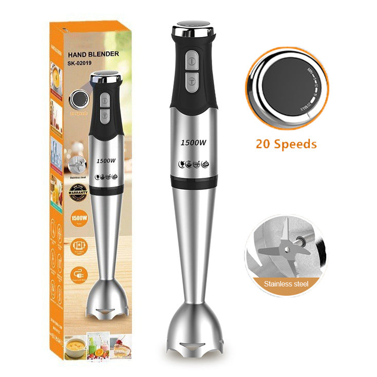 Električni ručni blender od 1500W sa turbo režimom i 5-brzina, tihi uronjivi mikser, seckač za hranu i nastavak za mućenje, pogodan za smoothie, hranu za bebe, supu, pečenje, indijski utikač i napon za indijske uređaje (čaša za mešanje uključena)