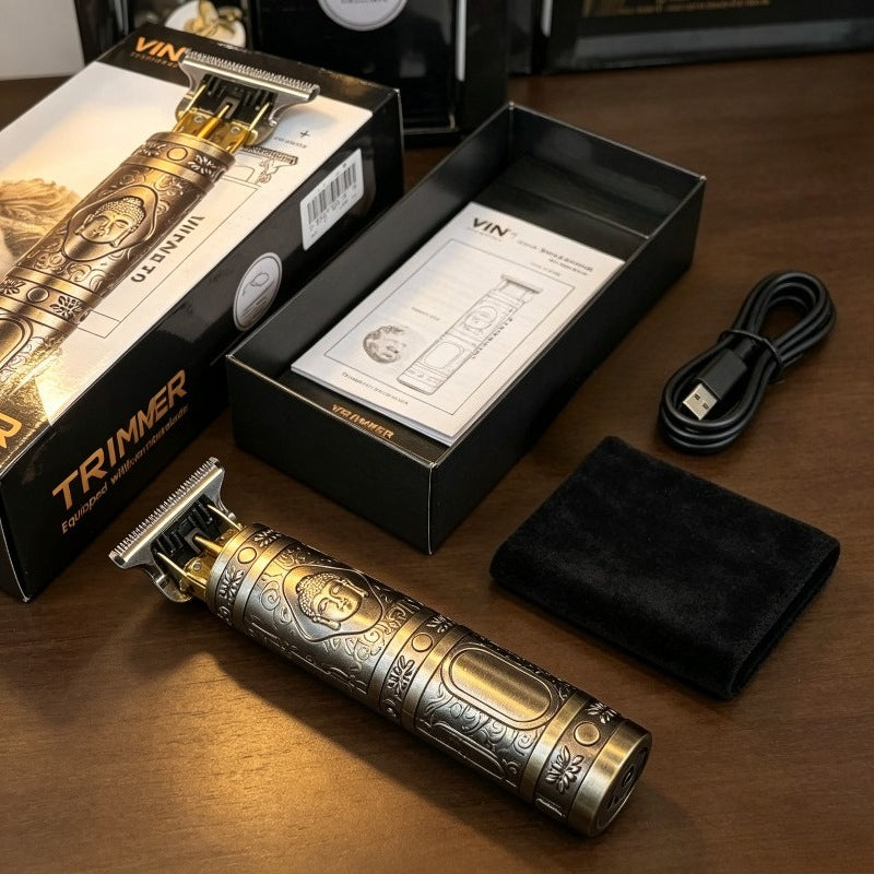 Gravirana mašinica za šišanje za muškarce, USB bežična T-oštrica mašinica za šišanje, nehrđajući čelik R-oštra oštrica, alat za brijanje i uređivanje za šišanje kose i oblikovanje brade