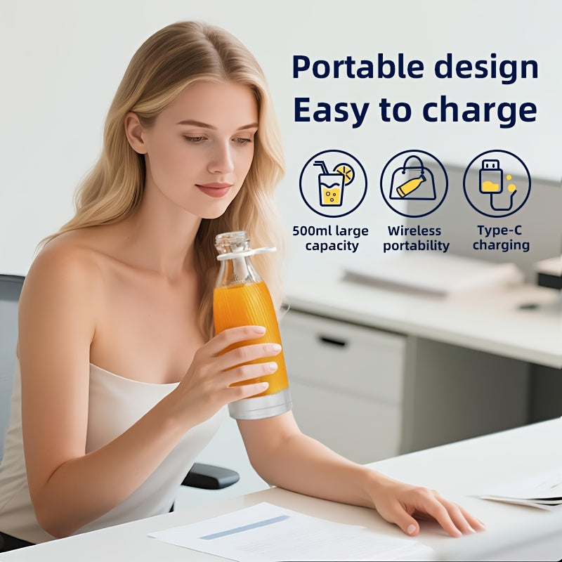 Prenosivi električni USB sokovnik-blender, mini blender za smoothie, salate i sokove, 420ml sa LED displejem, višenamenski aparat za pravljenje soka