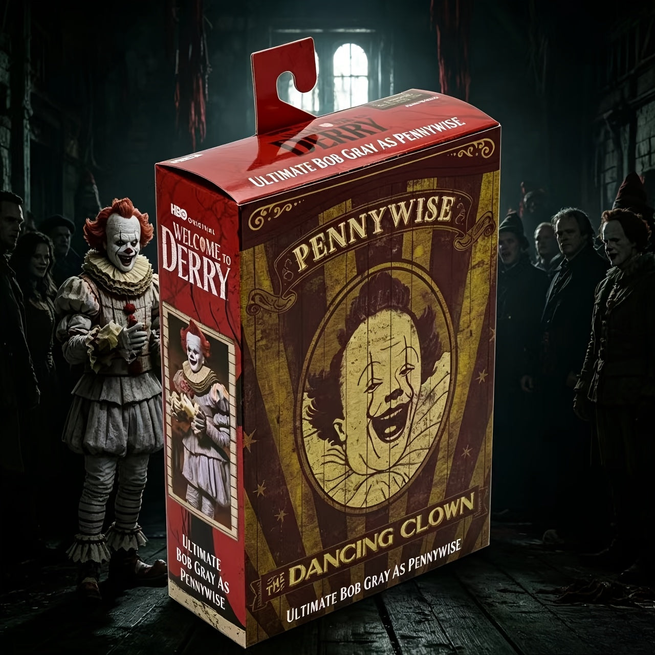 WB Boxed NECA It Ultimate Bob 'S Pennywise 7-Inch Figure, Exquisite Craftsmanship And Rich Additions, Perfect for PC Case Decoration, Bookshelf Display, And Ideal for DC Fans' Birthday, Halloween/Birthday/Christmas Gift/Collection