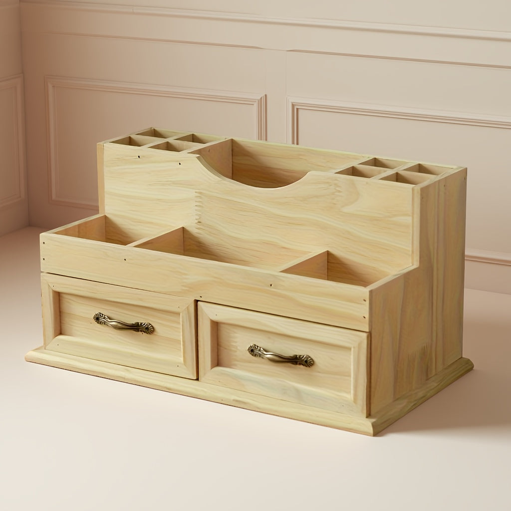 1pc Wooden Storage Organizer for Desktops Featuring Drawers, Ideal for Various Items, Perfect for The Living Room, Study, Or Bedroom, Designed in a Modern Minimalist Style