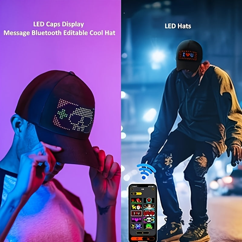 RGB LED Svetleći Šešir za Žurke u Punoj Boji, Bežični APP Editer Tekst Animacija Punjivi Svetleći Šešir za Žurke, Novogodišnji Bar Klub Muzički Festival Karneval Dekoracija za Glavu, Personalizovani LED Ekran Šešir za Žurke