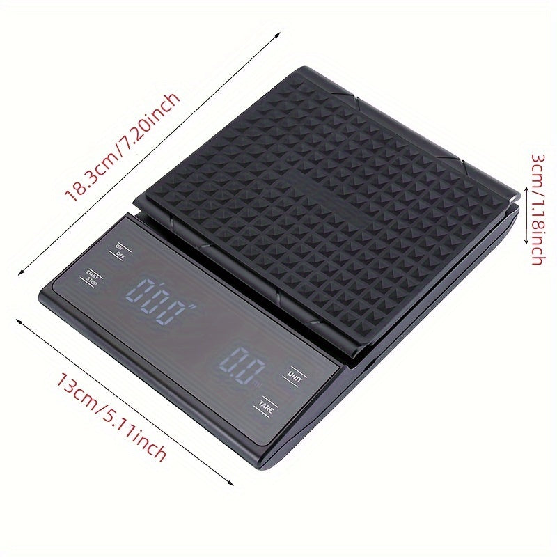 1 kom 3kg Digitalna Hronografska Stona Vaga za Kafu Elektronska Vaga 0.1g Kućna Vaga za Pečenje Dodirna Vaga za Merenje Prašine