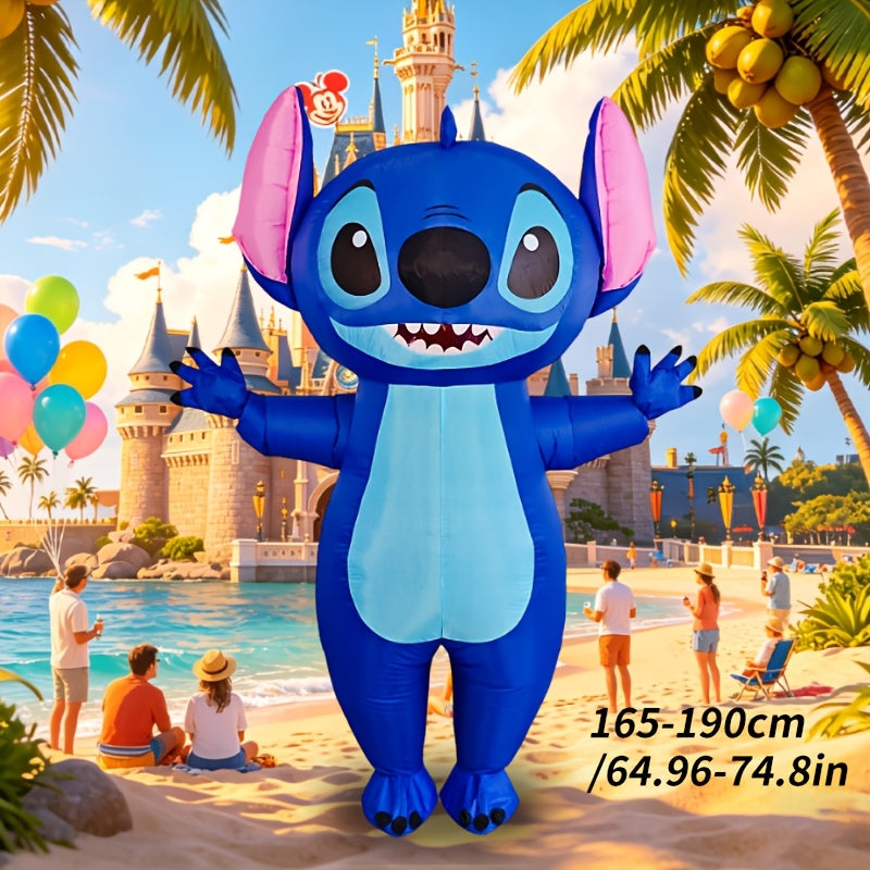 Stitch Maskota Napuhljivi Kostim, Slatki Crtani Napuhljivi Plavi Stitch Kombinezon za Odrasle, Odeća za Igranje Uloga, Pogodno za Božić, Noć Veštica, Karneval, Rođendanske Događaje, Zabave, Rekviziti za Nastupe, Rođendanski Pokloni