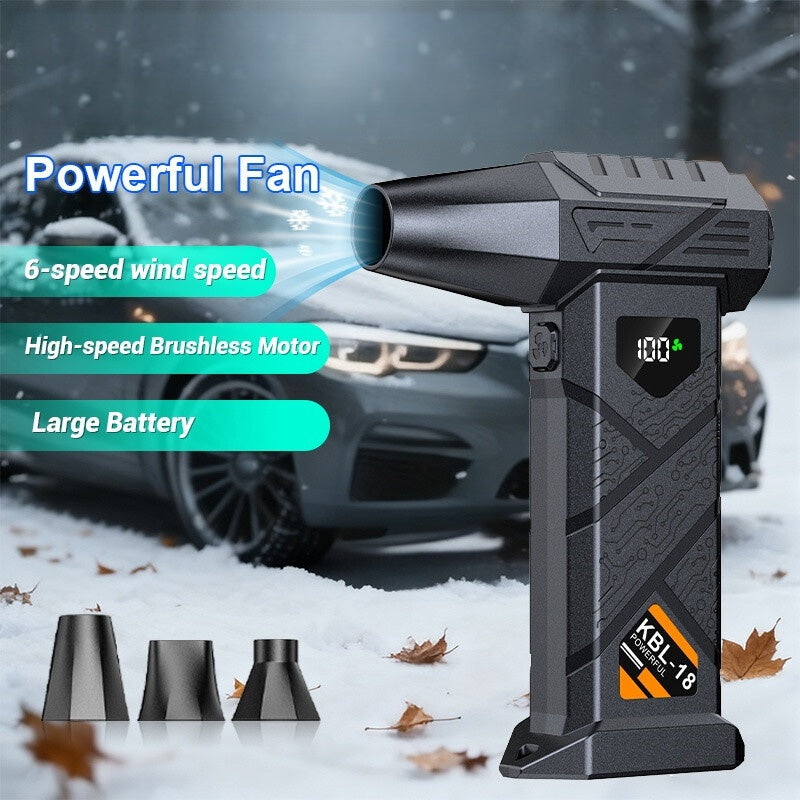 9000000RPH 3-in-1 High-Power Wind Snow Blower/Snow Remover, Portable Turbine Jet Blower, USB-C Fast Charging, 6-Speed Powerful Wind Speed Adjustment, Suitable for Dust Removal (Car/Computer), Snow Pile Clearing, and Leaf Blowing, Cooling