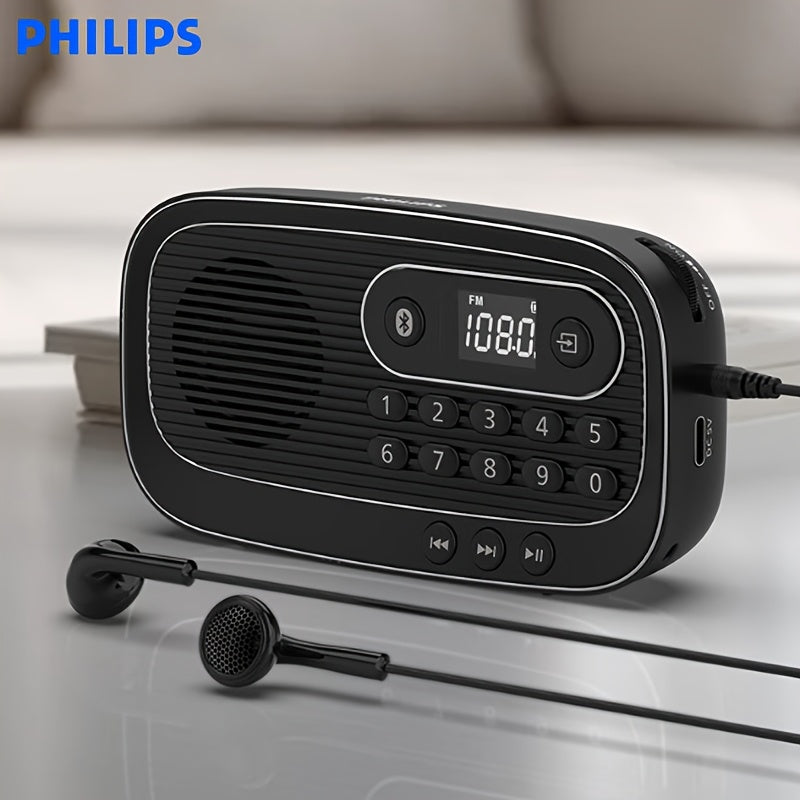Philips TAR1100 Prenosivi Multifunkcionalni Radio Bežični Zvučnik, Kompatibilan sa FM Radijem, TF Karticom i MP3 Plejerom, Digitalno Ugađanje, Može se Priključiti Žične Slušalice za Slušanje Muzike, Može se Bežično Povezati sa Mobilnim Telefonima i Računa