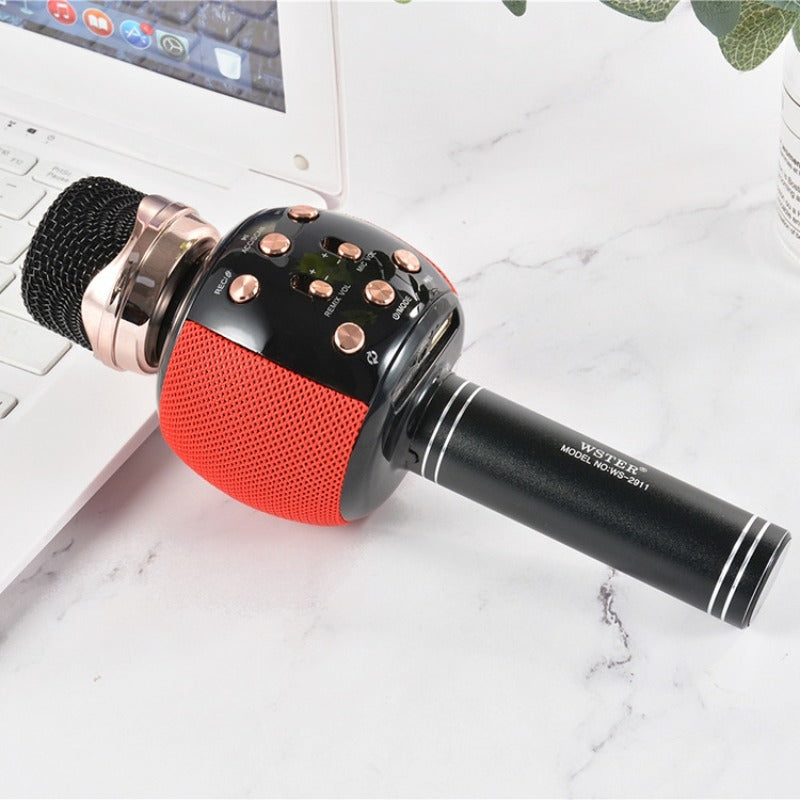 Bežični Karaoke Mikrofon Prenosivi Ručni Mikrofon Zvučnik Mašina sa Promenom Glasa TF Kartica USB Reprodukcija Pevanje Mikrofon Zvučnik za Kućnu Žurku Snimanje Nasumično 1 kom