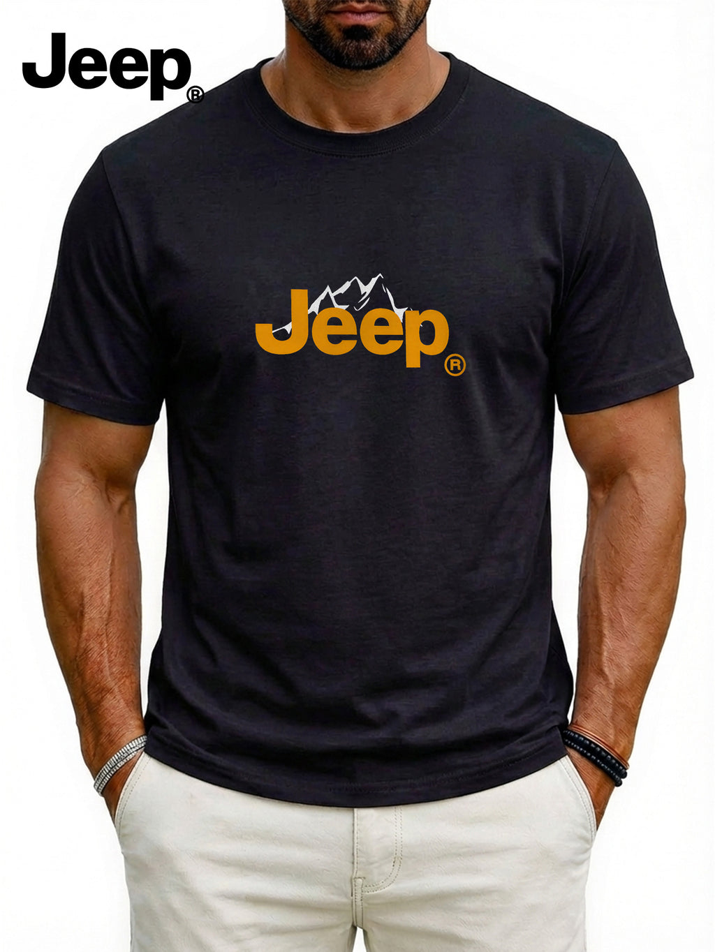 Jeep26 Nova letnja muška majica kratkih rukava, američki trend, kampus slobodno vreme, gradsko putovanje, jednostavan štampani kvadratni natpis