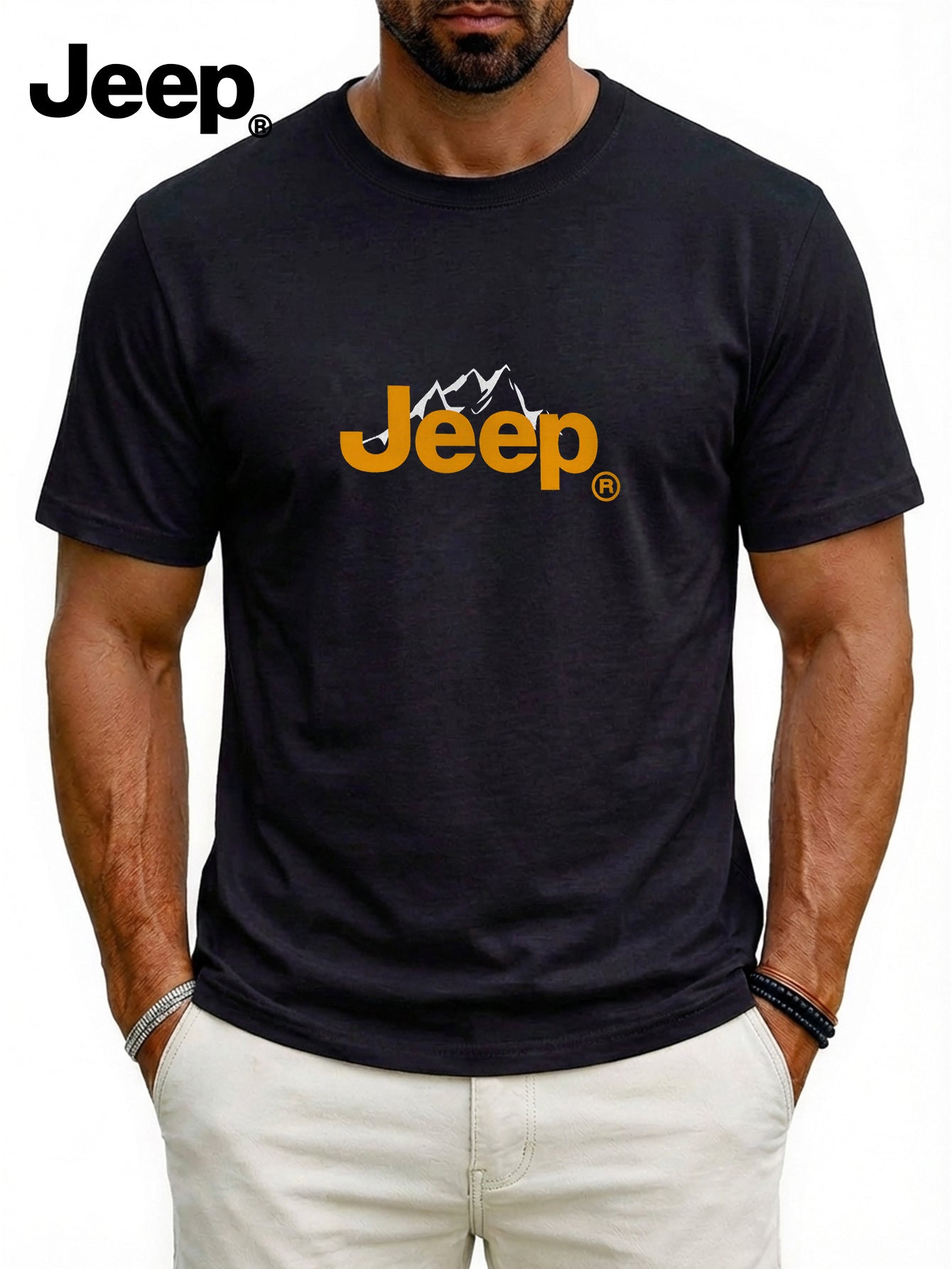 Jeep26 Nova letnja muška majica kratkih rukava, američki trend, kampus slobodno vreme, gradsko putovanje, jednostavan štampani kvadratni natpis