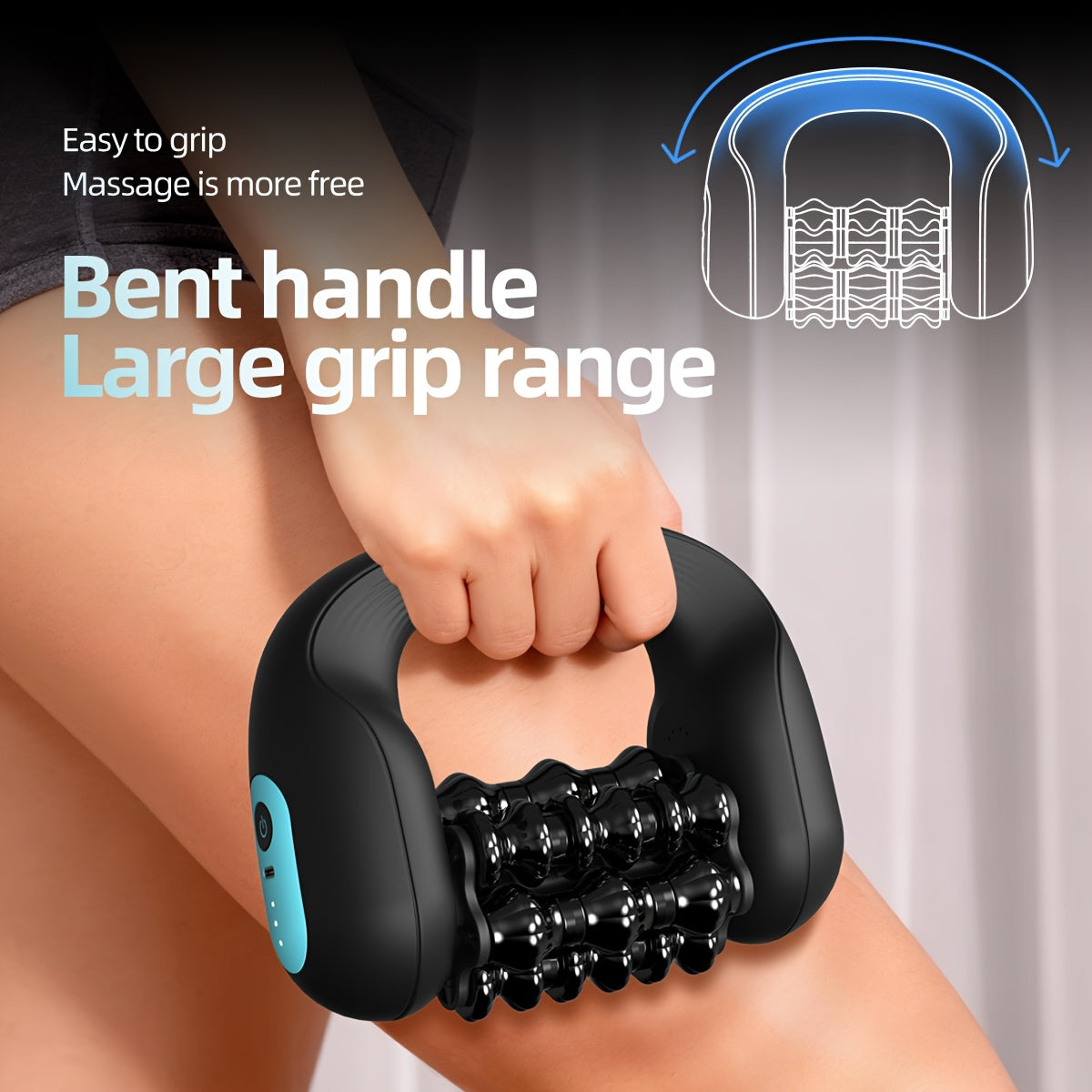 Electrict Handheld Percussion Massage Roller for Full-Body, Rechargeable Portable Rolling Massager with Base, Deep Tissue Muscle & Fascia Relaxation for Shoulder/Neck/Full Body