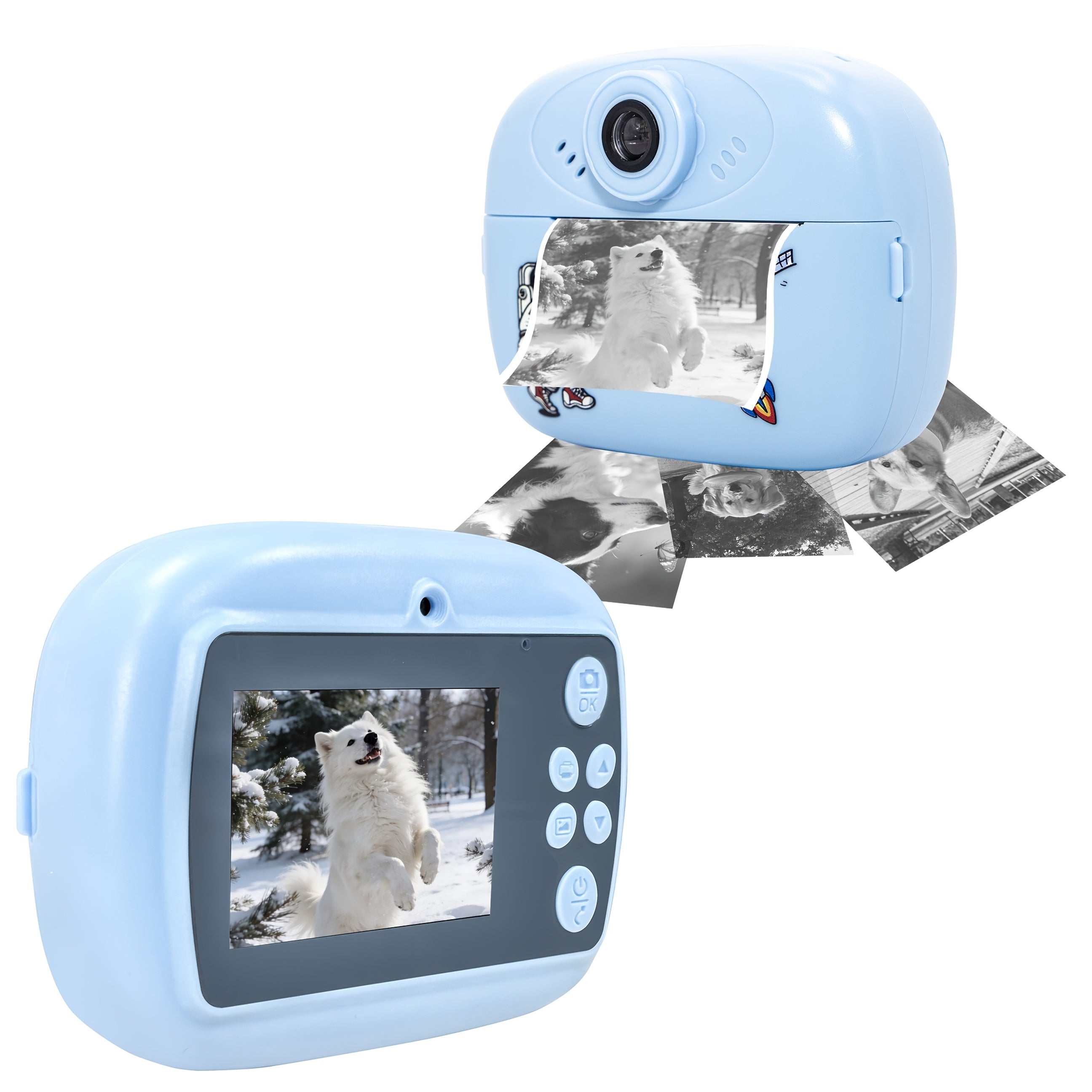 Dečiji fotoaparat za trenutni štampanje 5-u-1 - Odmah štampa fotografije, ima funkciju velike foto-budke, mini-igre, 8x digitalni zum, 1080P HD ekran, fotografija - Uključuje USB kabl, traku za nošenje i tri rolne papira za štampanje - Savršen poklon za N