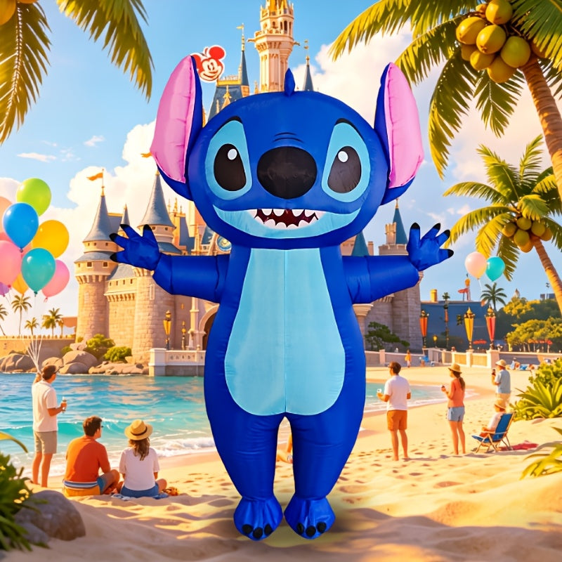 Stitch Maskota Napuhljivi Kostim, Slatki Crtani Napuhljivi Plavi Stitch Kombinezon za Odrasle, Odeća za Igranje Uloga, Pogodno za Božić, Noć Veštica, Karneval, Rođendanske Događaje, Zabave, Rekviziti za Nastupe, Rođendanski Pokloni