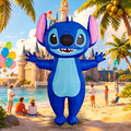 Stitch Maskota Napuhljivi Kostim, Slatki Crtani Napuhljivi Plavi Stitch Kombinezon za Odrasle, Odeća za Igranje Uloga, Pogodno za Božić, Noć Veštica, Karneval, Rođendanske Događaje, Zabave, Rekviziti za Nastupe, Rođendanski Pokloni