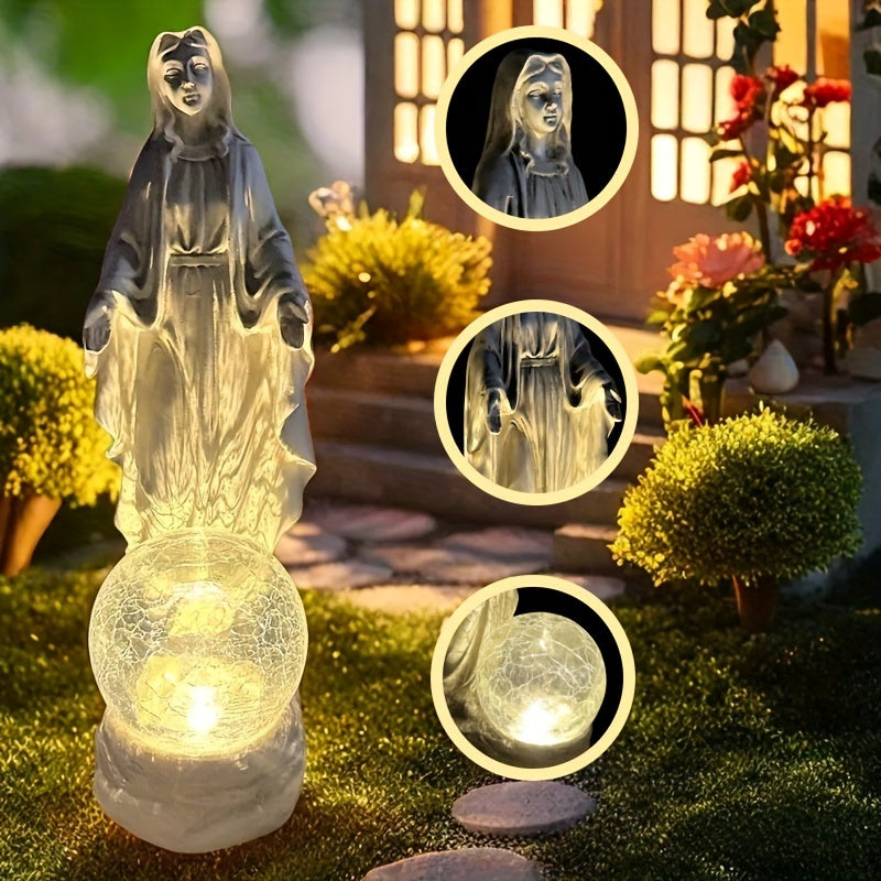 IP44 Solarna lampa od smole za zanate, bela statua, ornament, pogodna za baštu, terasu, travnjak, balkon, ribnjak, praznična dekoracija, pokloni za prijatelje