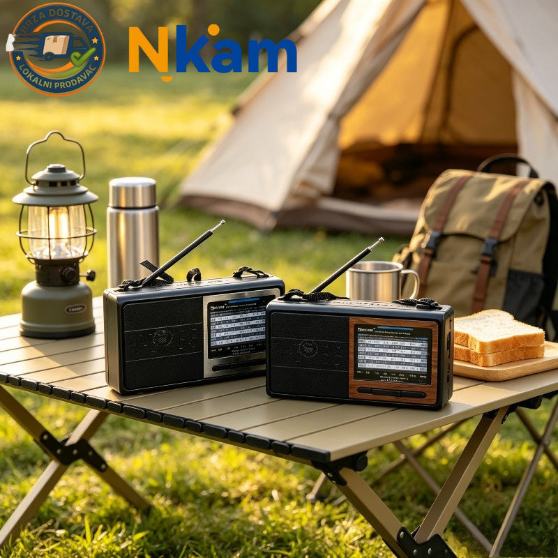 Retro radio sa više frekvencija i teksturom drveta, prijemnik visoke osetljivosti sa teleskopskom antenom, prenosivi uređaj za emitovanje za starije osobe, nasumična boja
