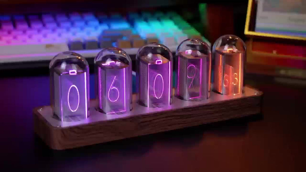 Modern Cityscape Desk Clock - Multifunctional Plastic Tabletop Decor with German-Inspired Design for Home & Office Nixie Tube Clock - Wi-Fi Enabled