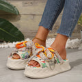 Cute Women's Slip-On Slippers, 2025 Summer New Arrival, Outerwear Cartoon Korean Style Fashionable Versatile Platform Thick-Soled Slippers, Women Shoes
