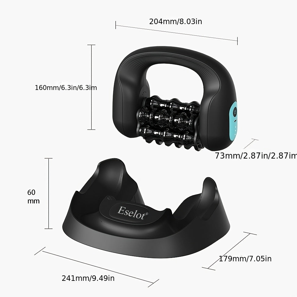 Electrict Handheld Percussion Massage Roller for Full-Body, Rechargeable Portable Rolling Massager with Base, Deep Tissue Muscle & Fascia Relaxation for Shoulder/Neck/Full Body