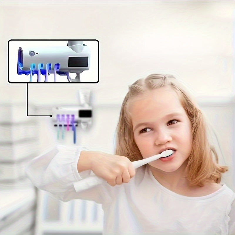Beli Držač za Četkice za Zube sa Automatskim Dozatorom Paste za Zube, Moderni Plastični Zidni USB Punjivi Organizator za Kupatilo Bez Bušenja za Dan Očeva Dan Majki Dekoracija za Kuću