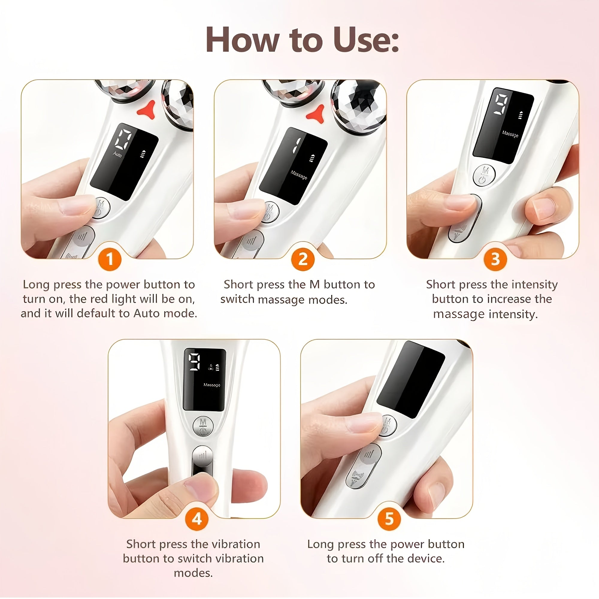 V-Shaped Facial Roller Massager, 3D Spherical Roller Massager, Face and Neck Massager, 8 Modes and 9 Vibration Intensity Levels, Ideal for Travel and Home Use, Beauty Tool for Women, Holiday Gift for Women