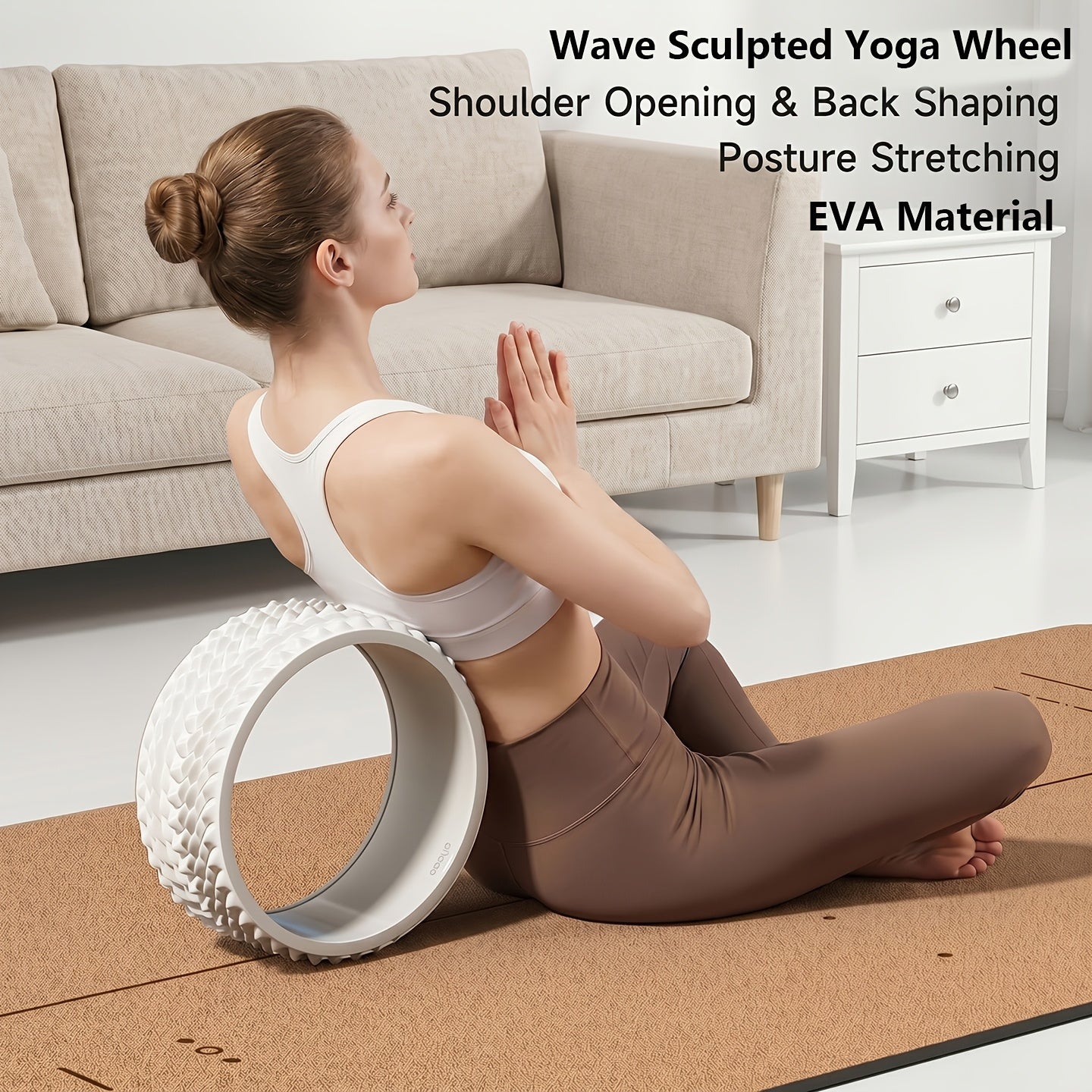 1 Widened Non-Slip EVA Yoga Wheel, Back Opening And Shoulder Opening Back Bending Artifact, Deep Massage to Soothe The Waist And Back, Wave Massage Fitness Roller, Beginner Home Fitness Pilates Massage Back Roller, Unisex