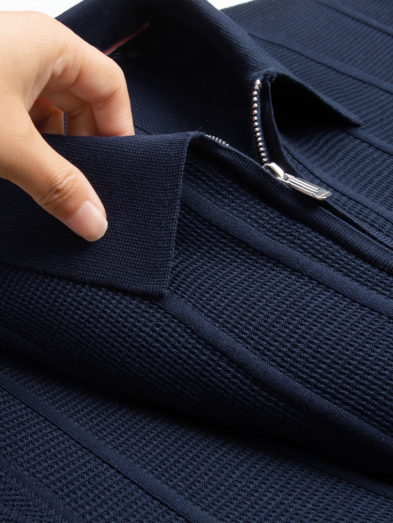 100% Tencel i Trodimenzionalno Teksturirana Reljefna Letnja Muška Polo Majica sa Polu-rajsferšlusom, Majica Kratkih Rukava, Lagani Luksuz Poslovni Kroj, Strukturirana i Stilizovana, Svestrana za , Sport i Zabave, Model K6210009686