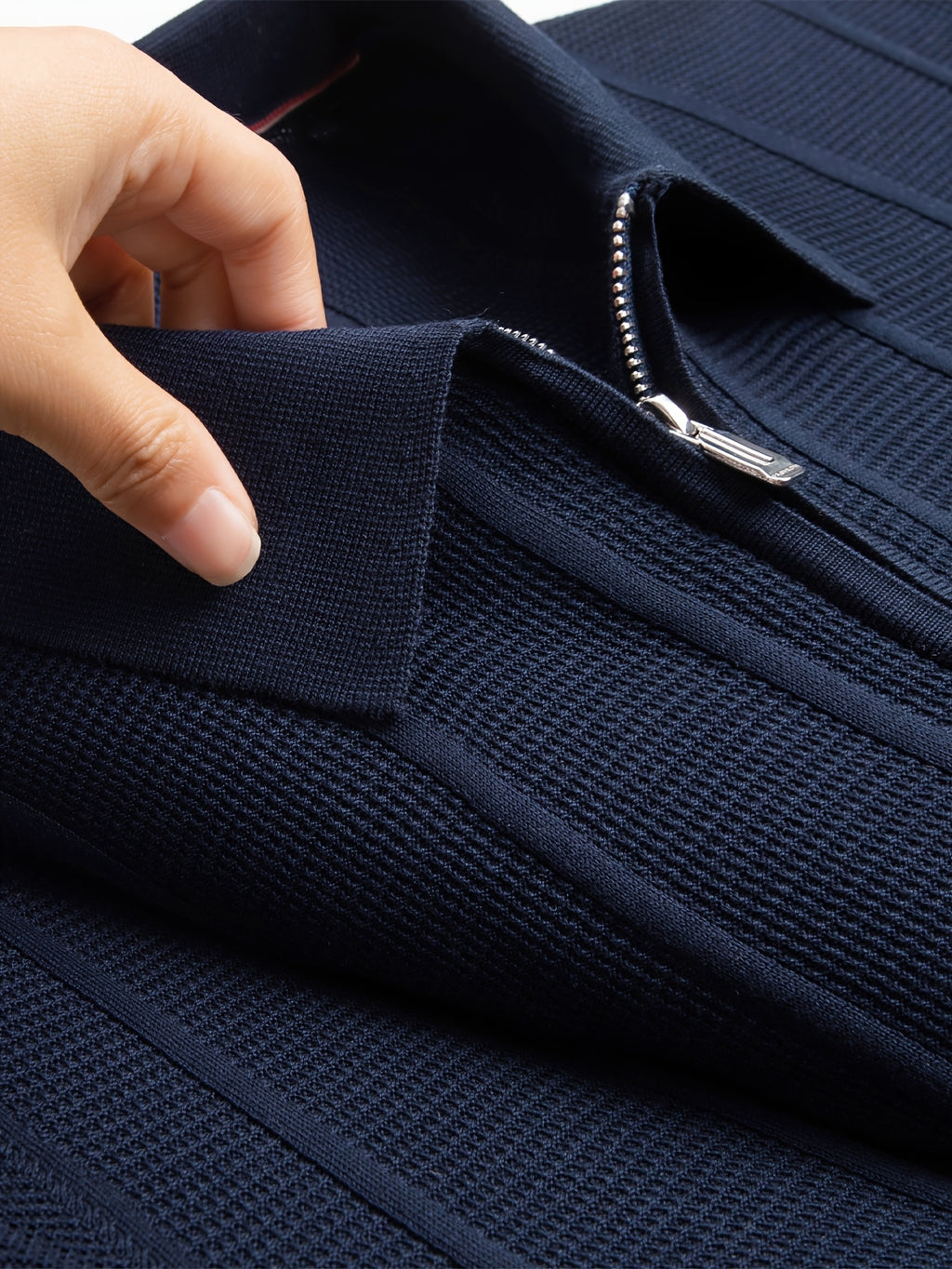 100% Tencel i Trodimenzionalno Teksturirana Reljefna Letnja Muška Polo Majica sa Polu-rajsferšlusom, Majica Kratkih Rukava, Lagani Luksuz Poslovni Kroj, Strukturirana i Stilizovana, Svestrana za , Sport i Zabave, Model K6210009686