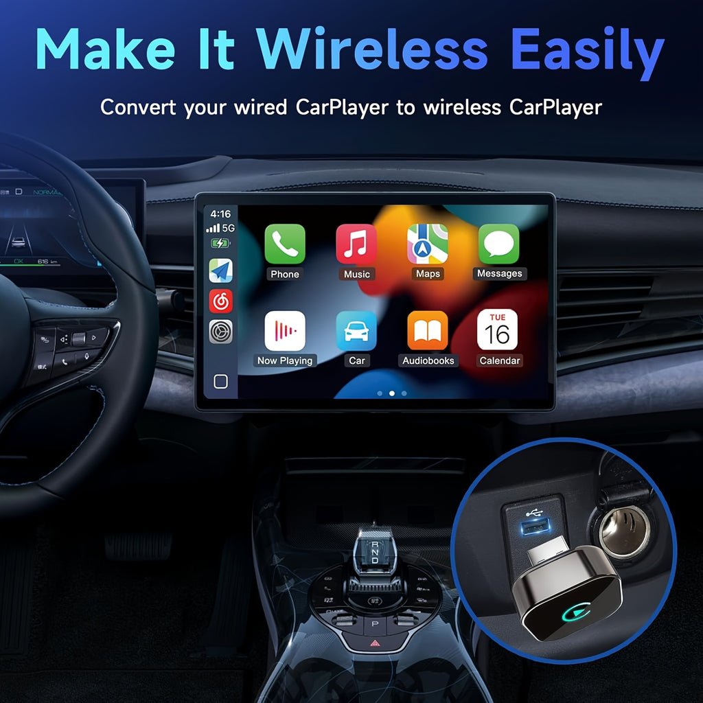 Wireless Adapter Convert Wired to Wireless for Carplay Android Auto Upgrade Plug And Play, Small Size, Fast And Stable Connection