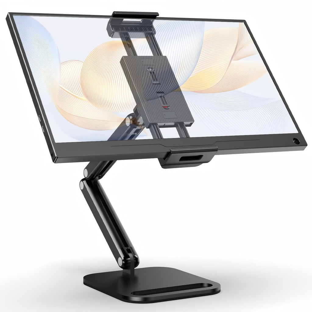 Stalak za tablet od 11,94cm do 46,99cm za iPad, mobilni telefon i tablet, aluminijumski držač za tablet sa više uglova, čvrsta metalna baza za sto, podesivi držač za tablet sa rotacijom od 360 stepeni